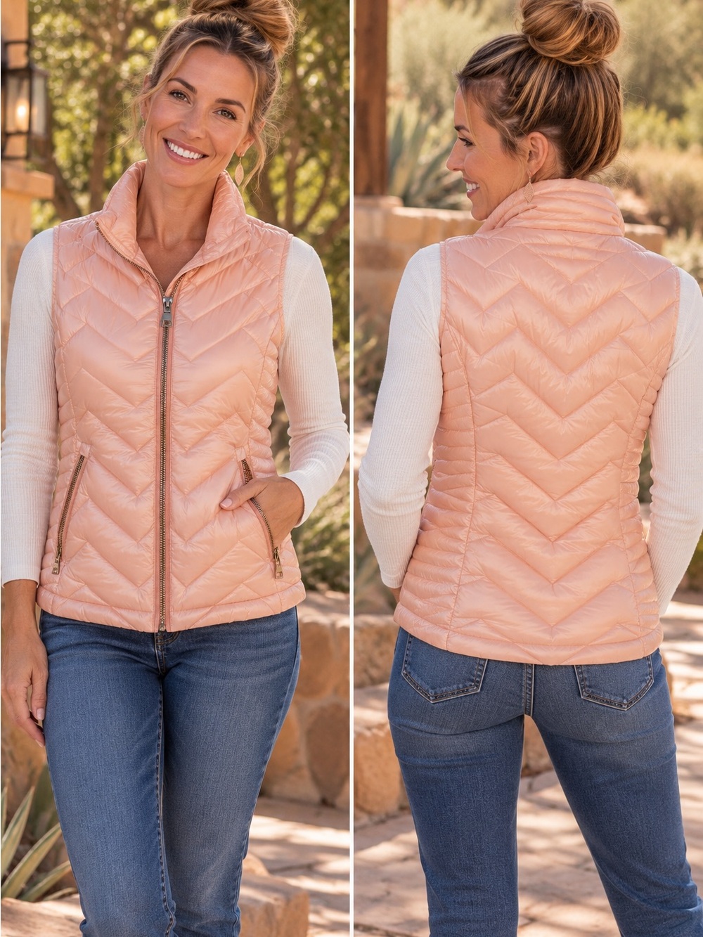 Calvin Klein Peach Quilted Packable Women's Vest